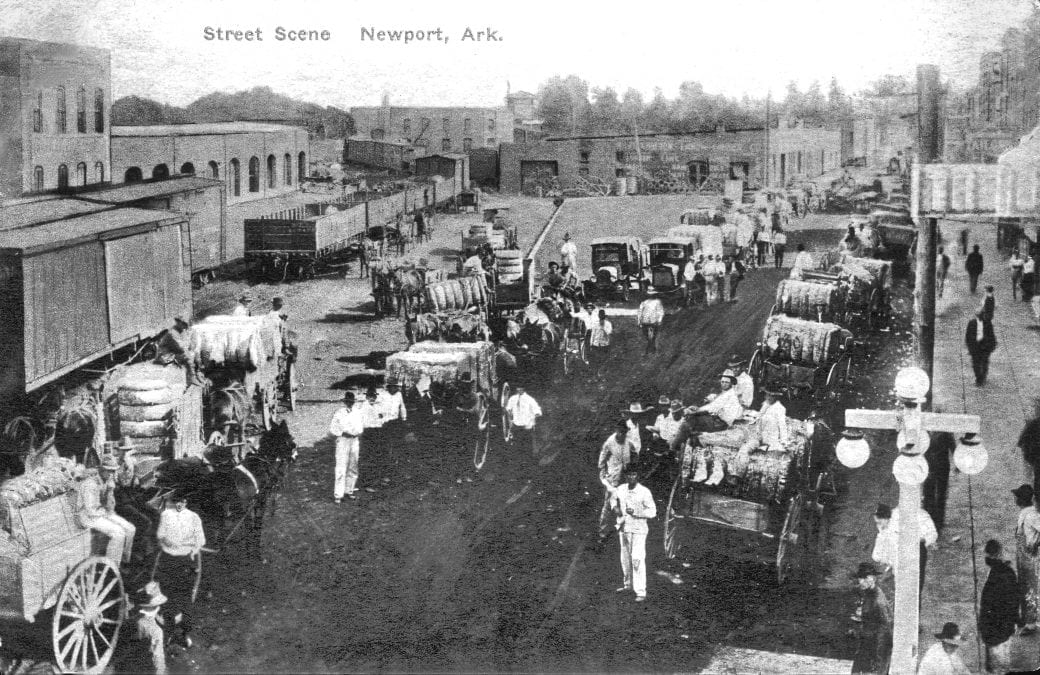 1900’s – Cotton Wagons in Downtown Newport Circa 1900