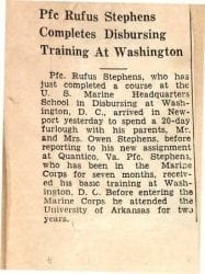 1950’s – PFC Rufus Stephens Completes Disbursing Training