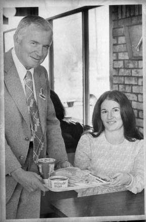 1960’s – Wes Hall and a Customer at the Minute Man Opening