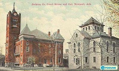 1920’s – Postcard Jackson County Courthouse and Jail in Newport, Arkansas